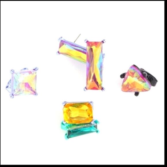 New ZARA night out irradescent ab pierced stud earrings faux cartilage clipset - Picture 8 of 10